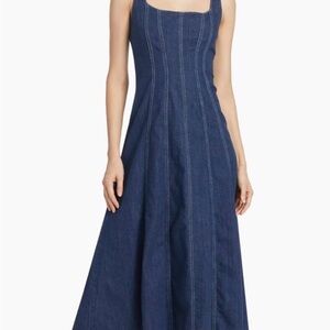 Elegant Blue Denim Midi Dress Reformation